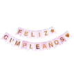 Banderín  Feliz Cumple Diseños Tonos Rosa Pastel x 1 u.