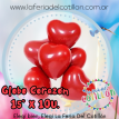 Globo Globby Forma Corazon Rojo 15'' x 10 u.