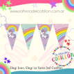 Banderin Triangular Unicornio Arco Iris x 1 u.