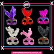 Antifaz Veneciano Rigido Gibre y Pluma (colores surtidos o en stock )	
