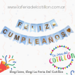 Banderín  Feliz Cumple Diseños Tonos Celeste Pastel x 1 u.