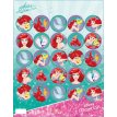 Stickers Princesa Sirenita Ariel Autoadhesivo x 24 u.