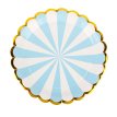 Platos Rayado Celeste con Borde Dorado 18cm x 10u.