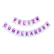 Banderín Feliz Cumple Diseños Tonos Lila y Violeta x 1 u.